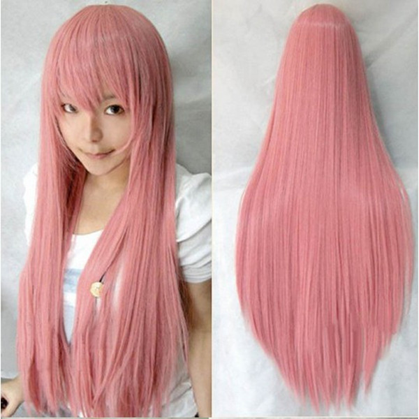 

New fashion 32inch ong straight hair wig Halloween ball wigs 8 different color, Pink