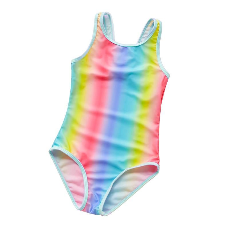 

One-Pieces 8~16years One-piece Tankini Suits For Girls Children Swimwear Bathing Suit Baby Girl Rainbow Striped Swimsuit Children's Biquini, Black