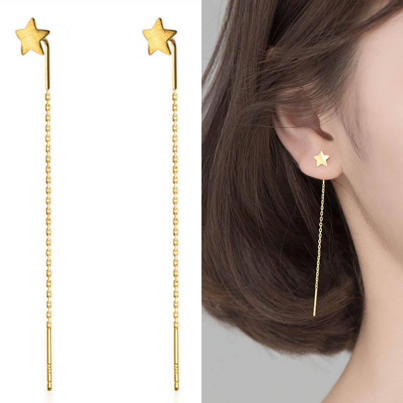 

Stud Trustdavis Real 925 Sterling Silver Fashion Earring Star Linked 6.7cm Stick For Women Wedding Party Fine Jewelry DS1226