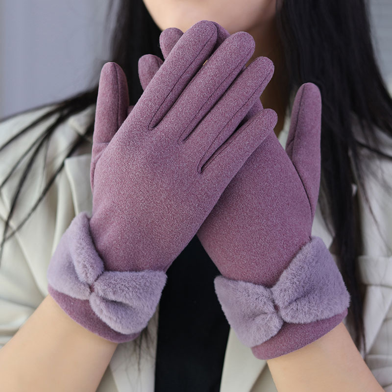 

Womens Winter Fleece Lined Padded Warm Keeping Cold-Proof New Cute Touch Screen Cycling and Driving Manufacturer De Velvet Gloves Wholesale