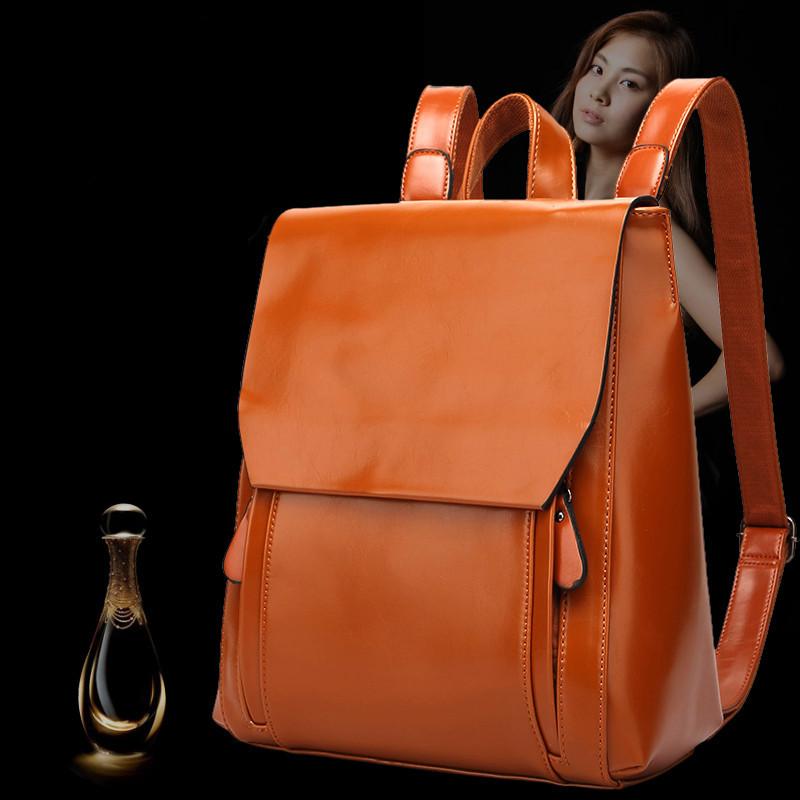 

Gertimo Genuine leather Cowhide Backpack brand 2021 women Travel shoulder bag School Bags For Teenagers Girls High-end mochila, Orange