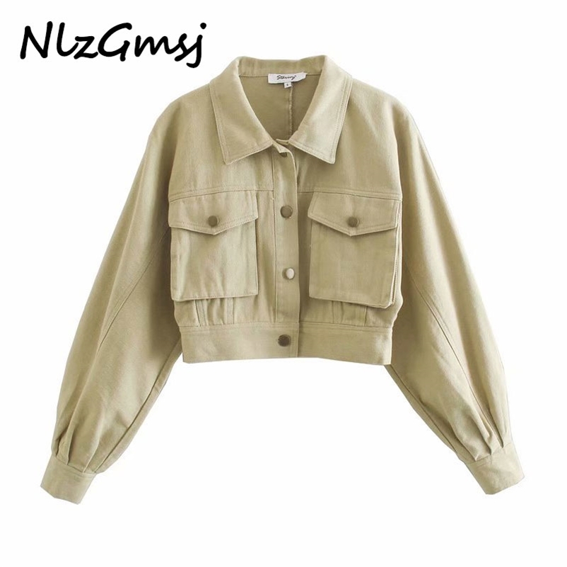 

Jacket Women Fashion Pockets Autumn Spring Coat Vintage Long Sleeve Female Outerwear Chic Tops 210628, As picture