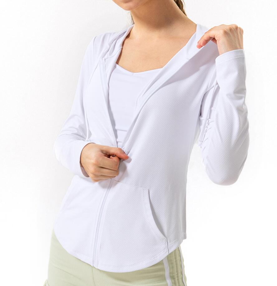 

Zipper Fitness Women's Yoga Jacket Breathable Quick Dry Hooded Cardigan Running Workout Long Sleeve Sports Top Gym Clothes Women Coat match for Leggings Pants, Light purple