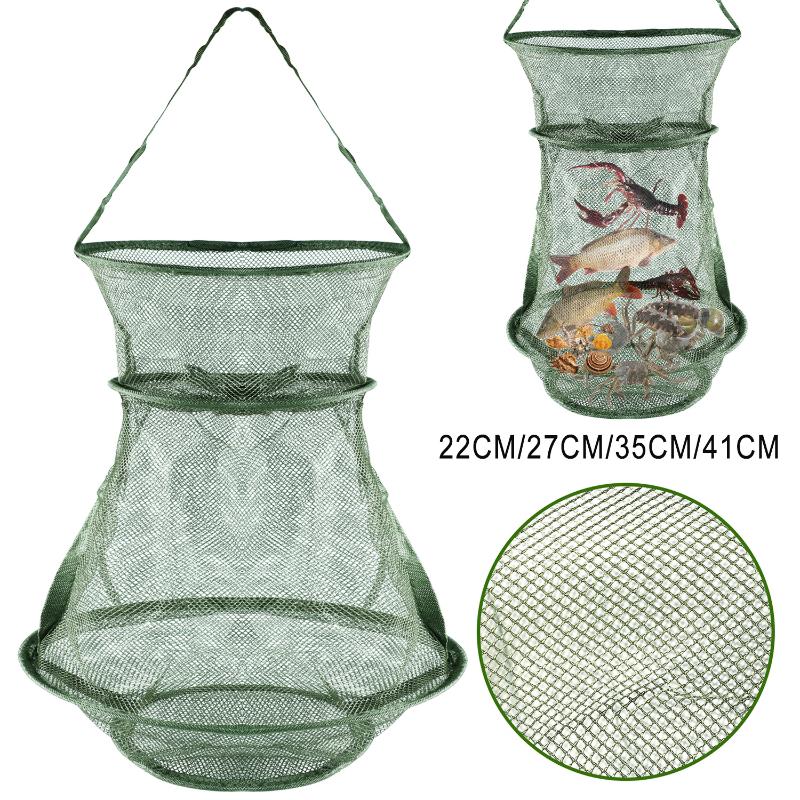 

Sougayilang Portable 4 Sizes 3 Layer Fishing Net Round Folding Fish Shrimp Mesh Cage Cast Net Fishing Trap Fold Landing