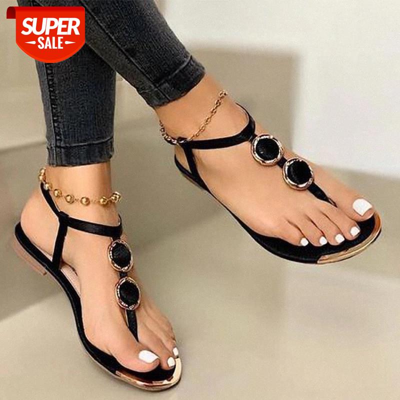 

2021 Gladiator Women Sandals Buckle Flat Shoes Woman Flip Flops Ladies Thong Bohemia Sandalias Mujer Summer Beach Shoes Female #RF4w, Black