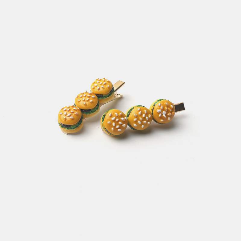 

Biscuit Hamburger Hair Clips Creative Fun Cute Girl Fashion Temperament Sweet Style Japanese Fruit Hairpin Word Side Bangs Clip Headdress Duckbill Headpin Gifts