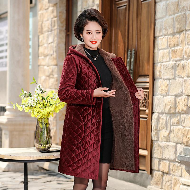 

Middle Age Women Winter Tops Big Size Mother Clothes Plus Large Plus Size 5XL Female Parka Thick Warm Coats Hooded Outerwear, Orange