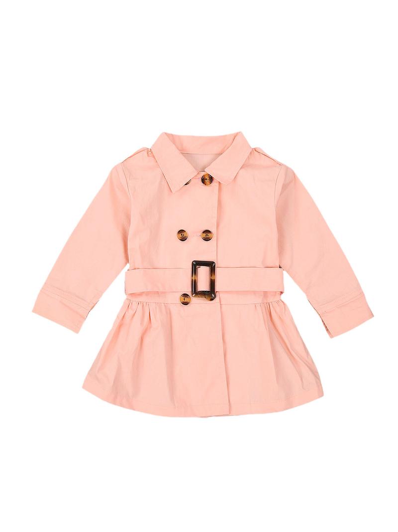 

Toddler Girls Button Trench Coat Windbreaker Peacoat Winter Overcoat Jacket Coat Dress Kids GIrl With Belt Children Clothes, Beige