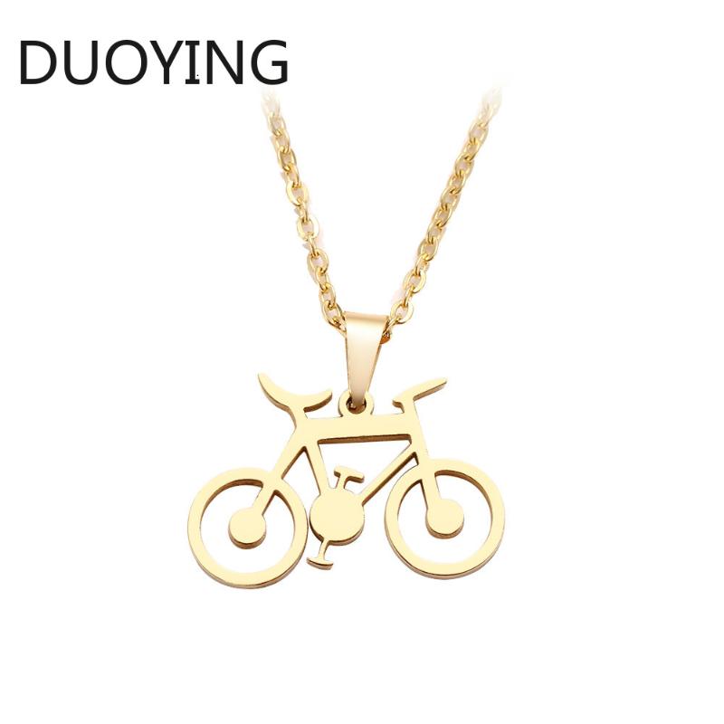 

Pendant Necklaces DUOYING Stainless Steel Necklace For Women Man Classic Bicycle Gold And Silver Color Choker Engagement Jewelry
