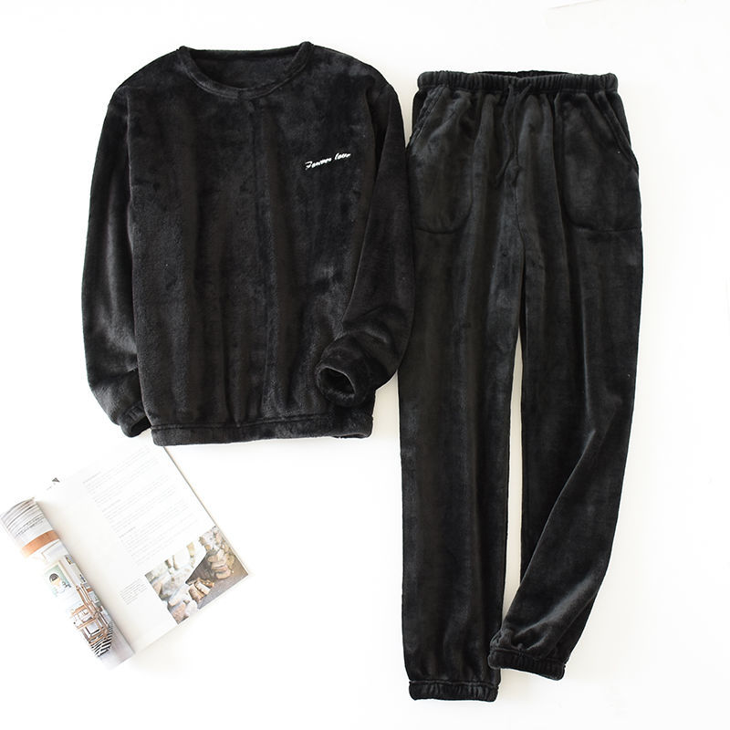 

2021 New Winter Thickening Flannel Pajamas Defines Male Long Sleeve Plus Size Home Pyjamas 5uev, Navy blue.