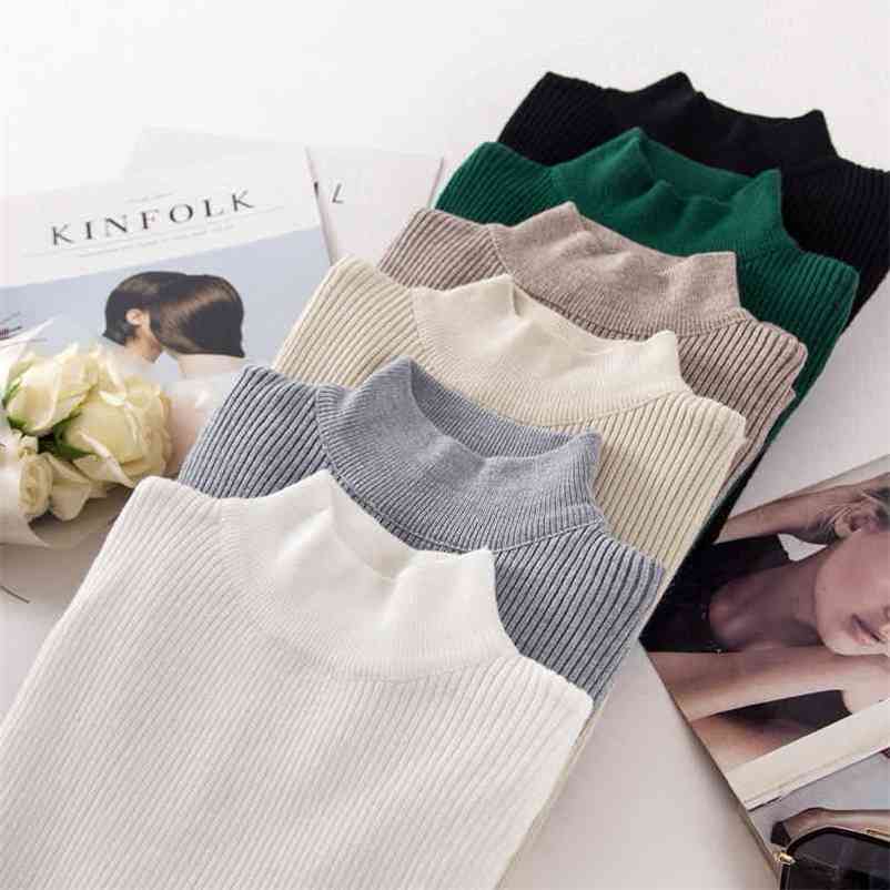 

Spring Autumn Long Sleeve Solid Casual Sweater Fashion Women Slim Pullover Tops Full Body Knitted Sweaters 210602