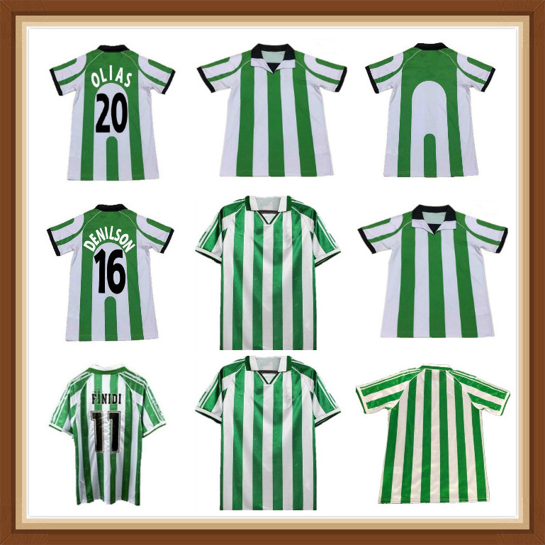 

Real Betis 95 97 98 retro soccer jerseys 1995 Match Worn Menendez FINIDI 25 RIOS 21 football jersey maillot de foot, Army green