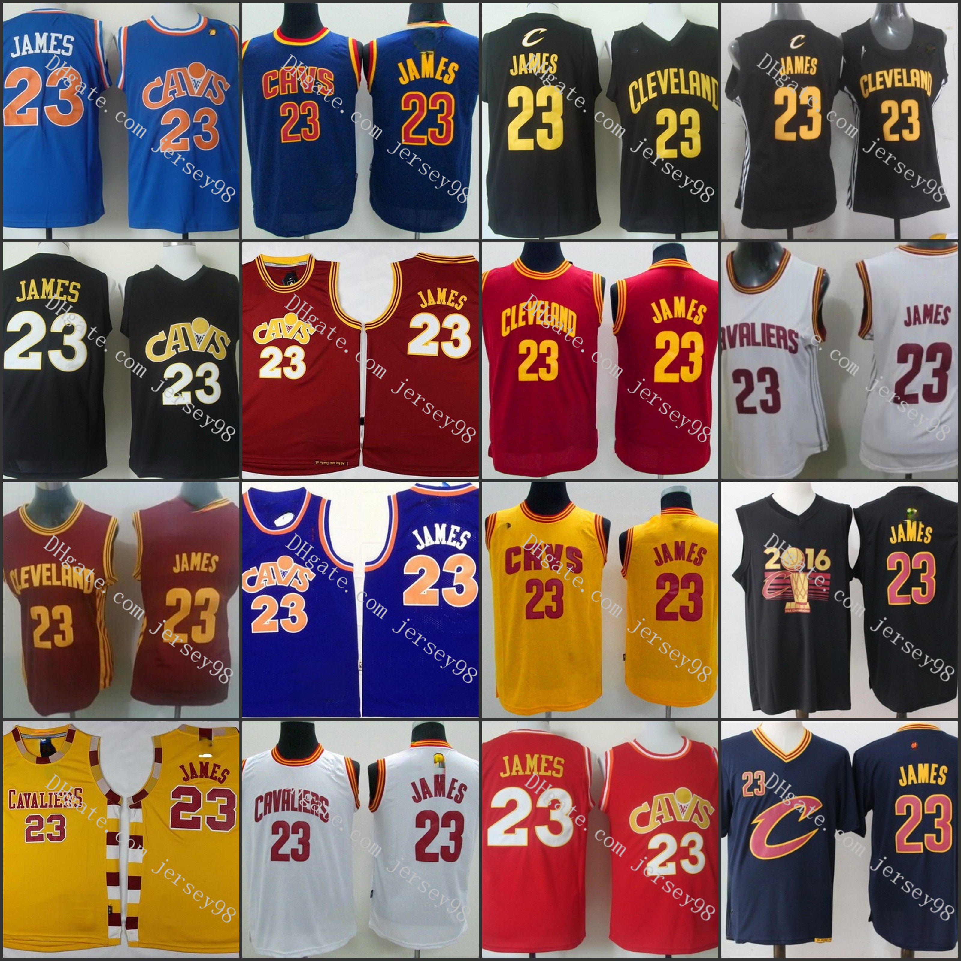 

ClevelandCavaliersmen #23Le BronJa mes retro BasketballJersey, Black