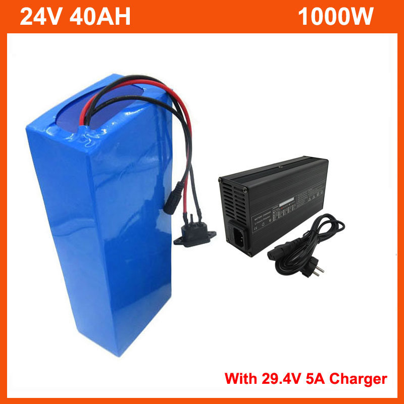 

Rechargeable 1000W 24V 35AH EBike Battery 7S 24 V 30AH 40AH 50AH lithium Electric Bicycle batterie with PVC case 50A BMS 29.4V 3A charger