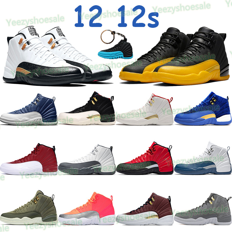 

2021 Men basketball shoes 12 12s sneakers indigo university gold flu game CNY taxi OVO black cherry bordeaux white sports trainers keychain, Bubble wrap packaging