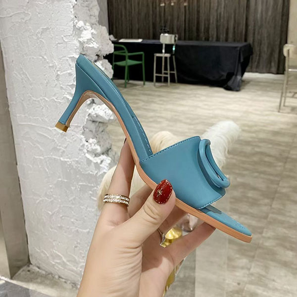 

The new 2021 matte leather slippers with square lips, open-toed flats for women in sizes 35-42 mkj003