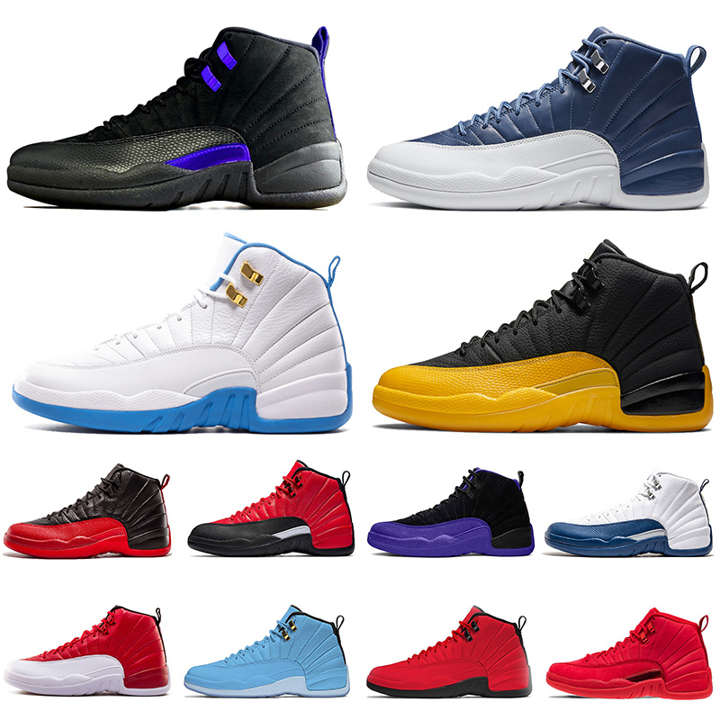 

12 12s mens womens basketball shoes XII New Arrival Concord University Gold Satin\\r\\r FIBA French Blue Trainers Sneakers