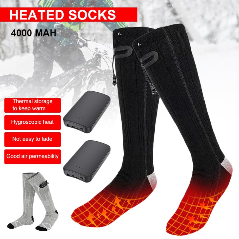 

Sports Socks Electric Heated Comfortable 3 Heat 4500mAh Power Waterproof Hiking Men Women Winter Keep Warm Camping Travel, Black