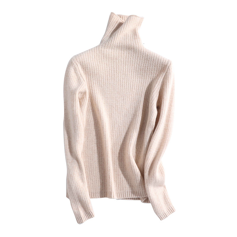 

2021 New Caxemira Feminina Gola Pulver Senhoras Antumn Roupas De Inverno Quente Macio Do Vintage Malhas Merino l Femme M8q4, Brown