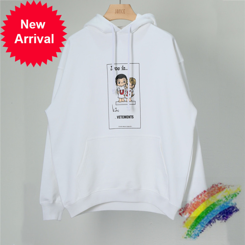

Oversize VETEMENTS LOVE IS US Hoodie Men Women 1:1 Top Version Heavy Fabric Pullover VTM Sweatshirts, Black