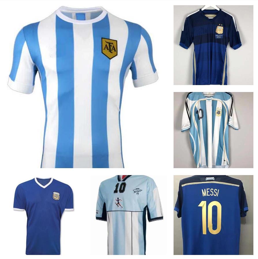 

classic 1978 1986 Argentina Retro Soccer jersey commemorate Maradona home Version 86 78 1994 1998 2001 2006 CANIGGIA Quality Football Shirt Batistuta