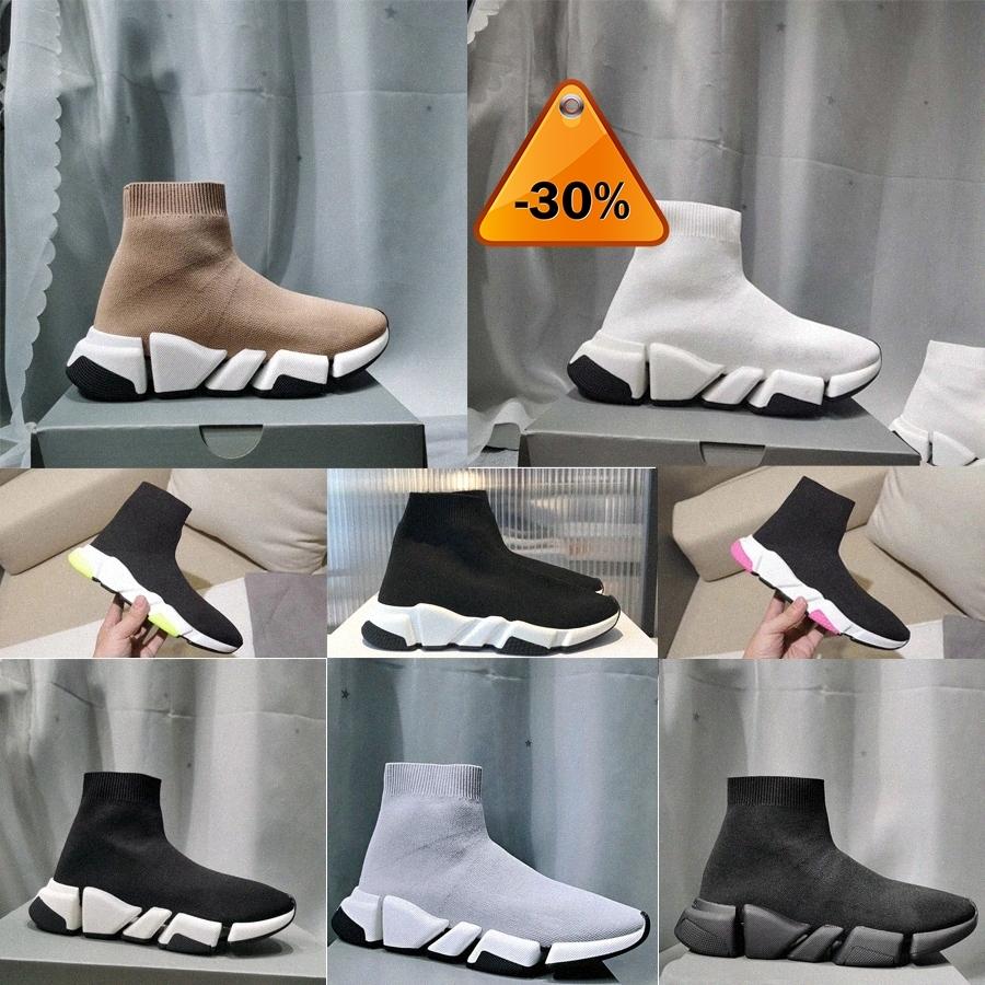 

[With Box ]2020 Speed Runner Shoes Sneakers Trainer Casual Shoes Men Women Black White 2 .0 Luxury Sock Sneaker Z, 62