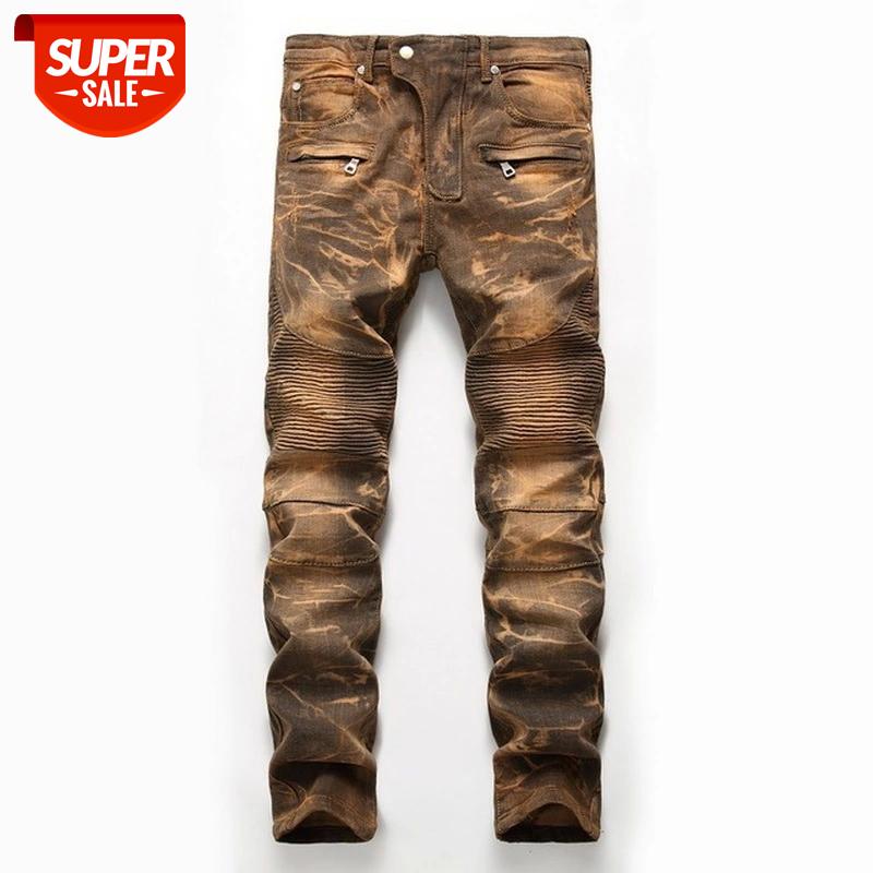 

Denim Designer For Men'S Bike Moto Jeans Stretch Straight OverSize 28 40 42 2021 Spring Autumn Winter HIP HOP Punk Streetwear #Xl0z, Black