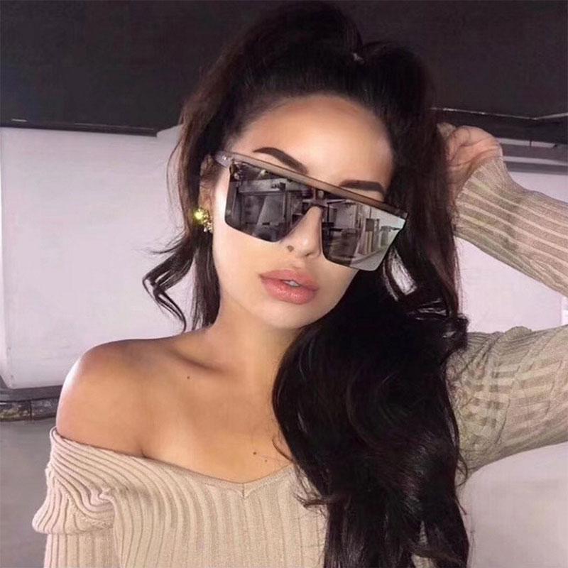 

Sunglasses Fashion Large Frame Half Box M Nail Bright Black Personality Europe And United States Square Oceanic Piece