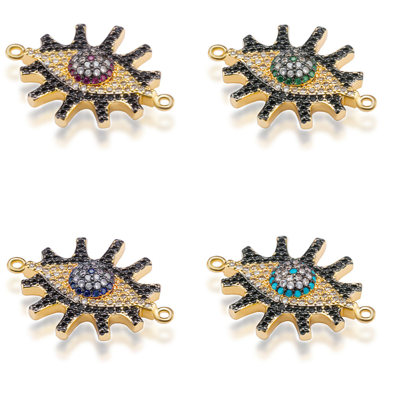 

High Quality Colorful Micro Pave Flower EviL Eye Charms for DIY Jewelry Making
