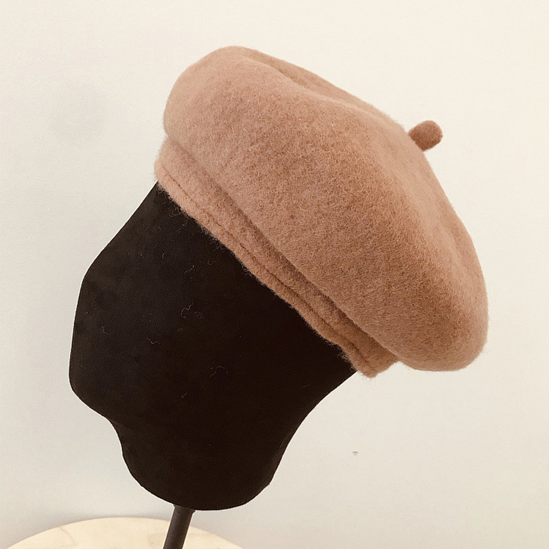 

2021 New Classical Thick Warm Winter Women Hats Loretta Wool Nipple Beanies Flat Cap Ladies Beret Basque Artist Painter Hat M5cr, Black