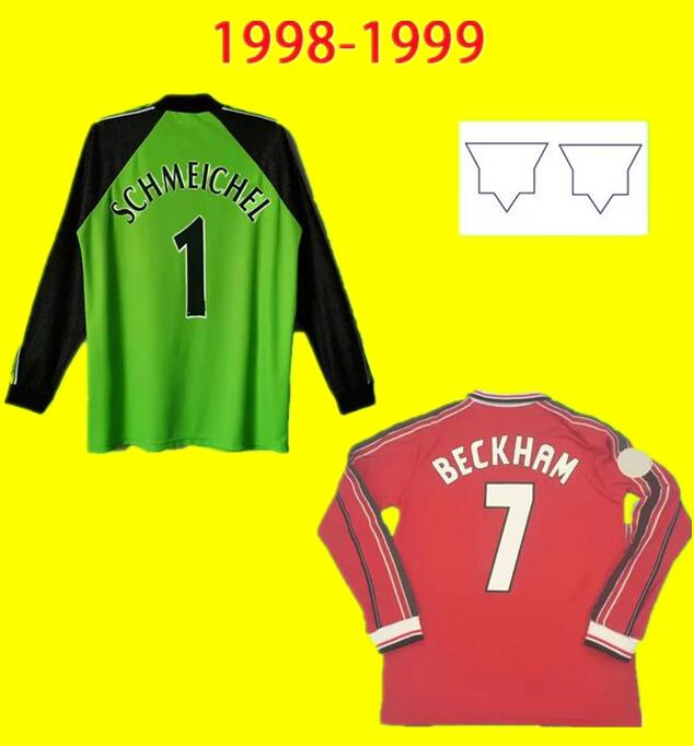 

Manchester Long Sleeve 1998 1999 Retro MAN Soccer Jersey 98 99 Vintage Classic Famous goalkeeper shirt Football #1 Schmeichel CANTONA BECKHAM SOLSKJAER UTD full, 98/99 long sleeve goalkeeper