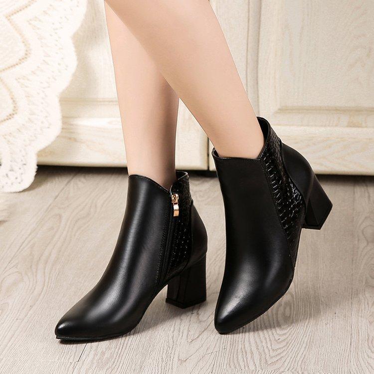

Boots Winter Women Platform Zipper Ankle For Elegant High Heel Female Pointed Toe Botines Mujer Bnm6, Black