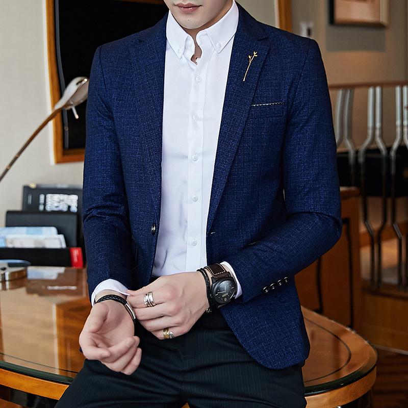 

Men's Suits & Blazers 2021 Asian Size Fashion Brand Blazer Casual Slim Formal Men Jacket Plus 5XL Homme, Black