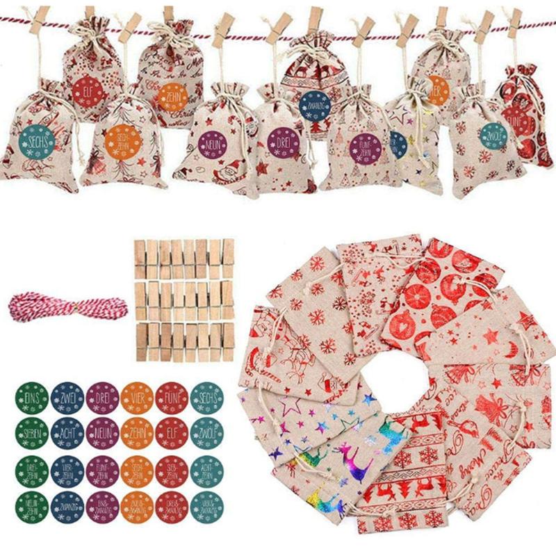 

Christmas Decorations Advent Calendar For Filling 2021 Countdown Fabric Bag With 24 Jute First-rate