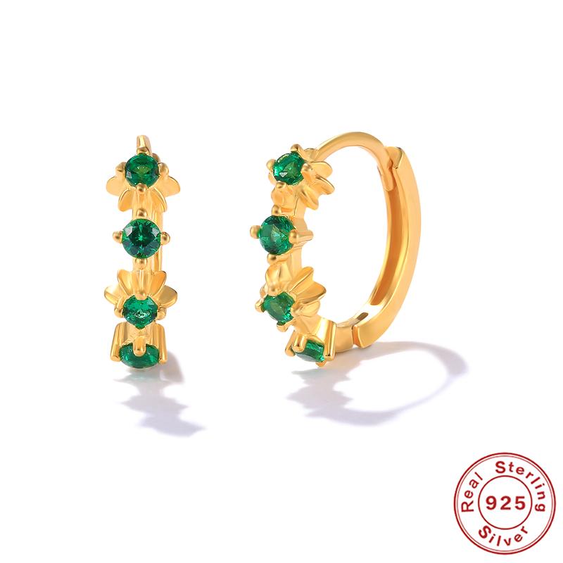 

Hoop & Huggie BOAKO S925 Sterling Silver Green Zircon Earrings For Women Piercing Earring Female Pendientes Jewelry Accessories