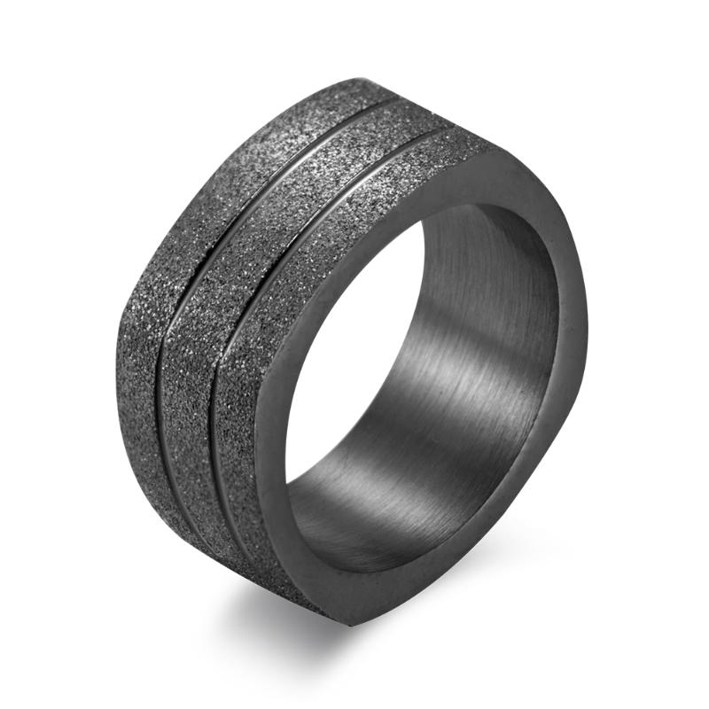 

Wedding Rings Stylish Men's Ring Sand Blast Grooved Nut Shape Stainless Steel Chunky Gold Black For Male Jewelry Anel Aneis Anillos