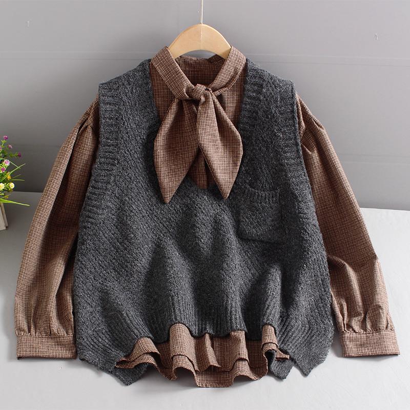 

Foreign 2021 Spring and Autumn New Sweater University Style Vest Knitting Casual Cotton 5c92, Brown