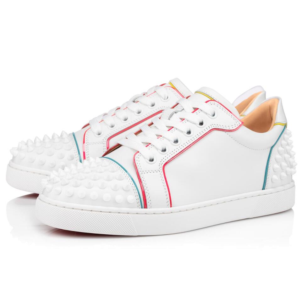 

Luxurious Brands Vieira 2 Spikes Red Bottom Sneakers Low Top Casual Shox Men,Women Red Sole Couple Trainers Discount Walking Shoes 47, Black