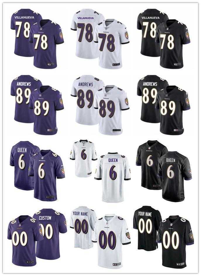 

Men Women Youth BaltimoreRavens6 Patrick Queen 89 Mark Andrews 78 Alejandro Villanueva custom Black Purple Football Jersey, Colour