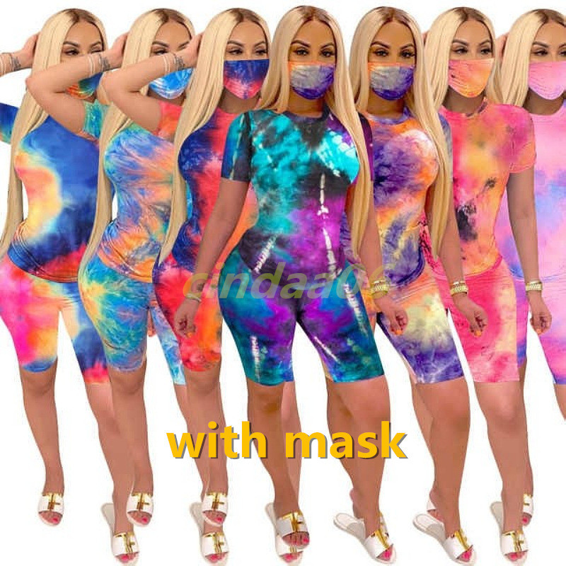 

Summer Womens Tracksuit Two Piece Set Tie Dye T Shirt Short Sleeves Tops Pants Outfits Fashion Best Seller Jogging Suits, 01