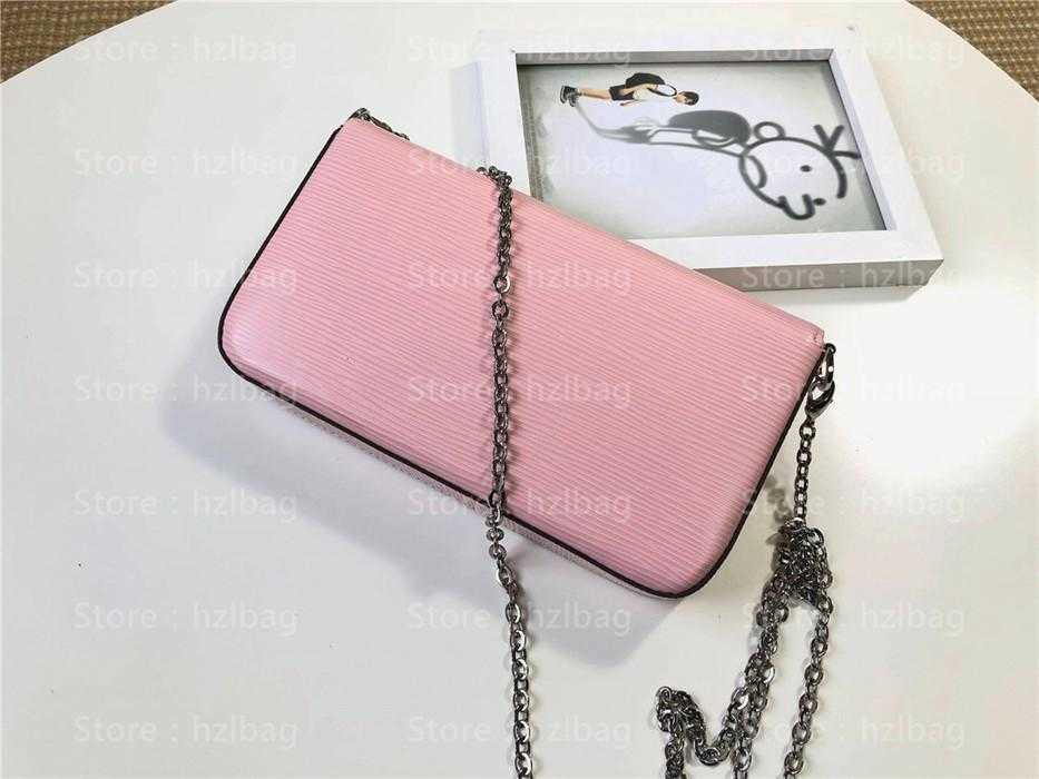 Pochette Felicie envelope-style pouch bag chain shoulder crossbody bags Rose Ballerine Pink grained cowhide leather designers Womens Handbags Purses M62467