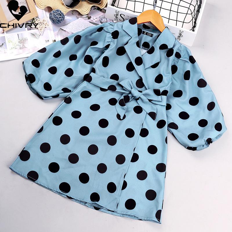 

Coat Spring Autumn 2022 Girls Long Fashion Dot Print Lapel Sleeve Windbreaker With Belt Kids Baby Trench Outwear, Blue;gray