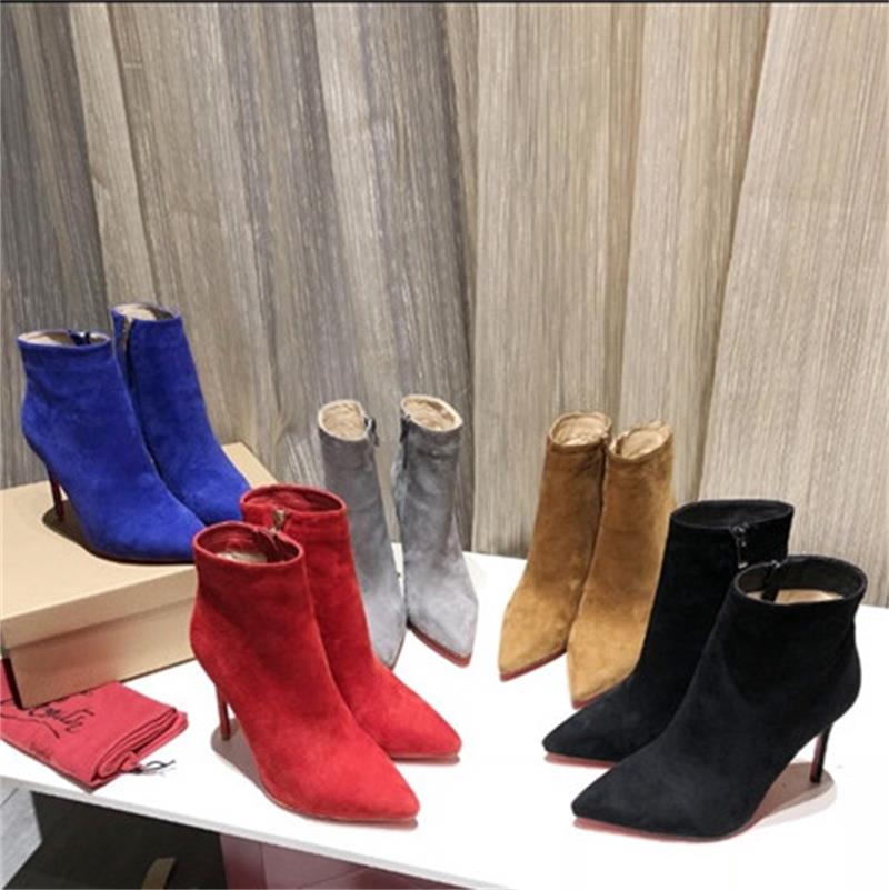 

Luxury design Cate boots for women Ladies red soles ankle boots chain flats Winter brand boots Adox Eloise Booty, Black