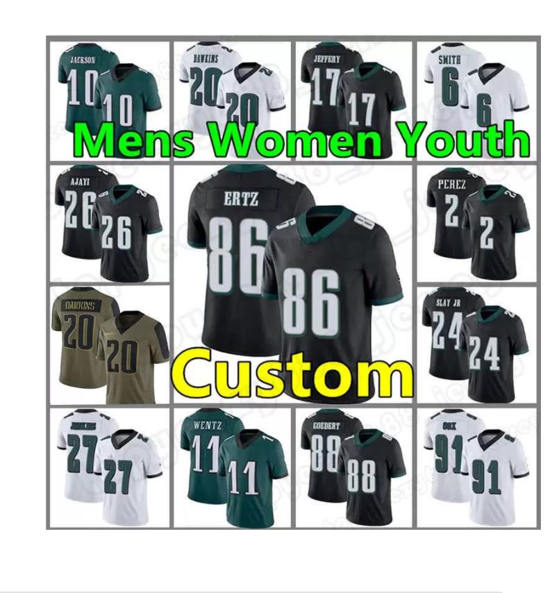 Mens 86 Zach Ertz 6 DeVonta Smith football wear Custom 11 Carson Wentz Football Jerseys Women 26 Miles Sanders 20 Brian Dawkins 91 Fletcher Cox 2