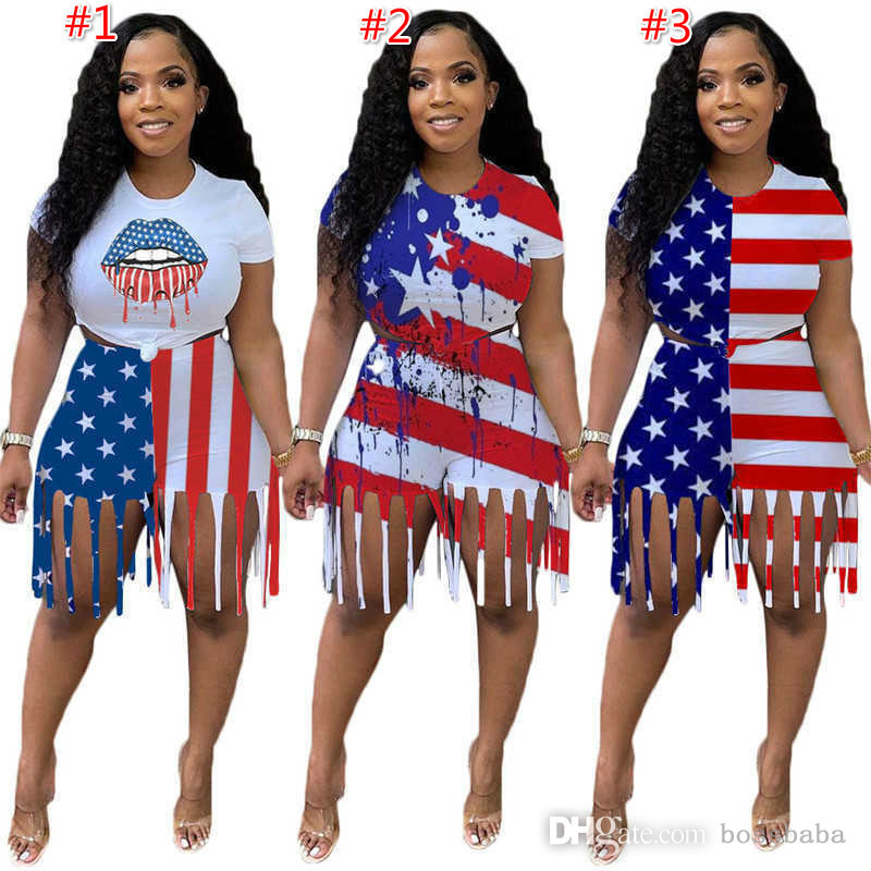 

Summer Women Sports Tracksuits Two Pieces Sets Letter Printed Short Sleeve T-Shirt Tassel Shorts Outfits Fashion Lady Plus Size 8610, Opp bag(not product)