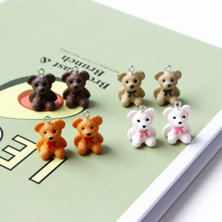

20Pcs/lot 20x15mm Cute Bear Matte Resin Charms For Women Making DIY Necklace Keychain Pendant Jewelry Accessories