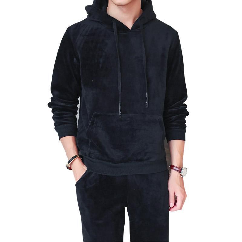 

Velvet Tracksuit Men's Sportswear Casual Hooded Sweatshirt+pants Two Piece Sets Sporting Suit Long Sleeve Hoodies, Gray