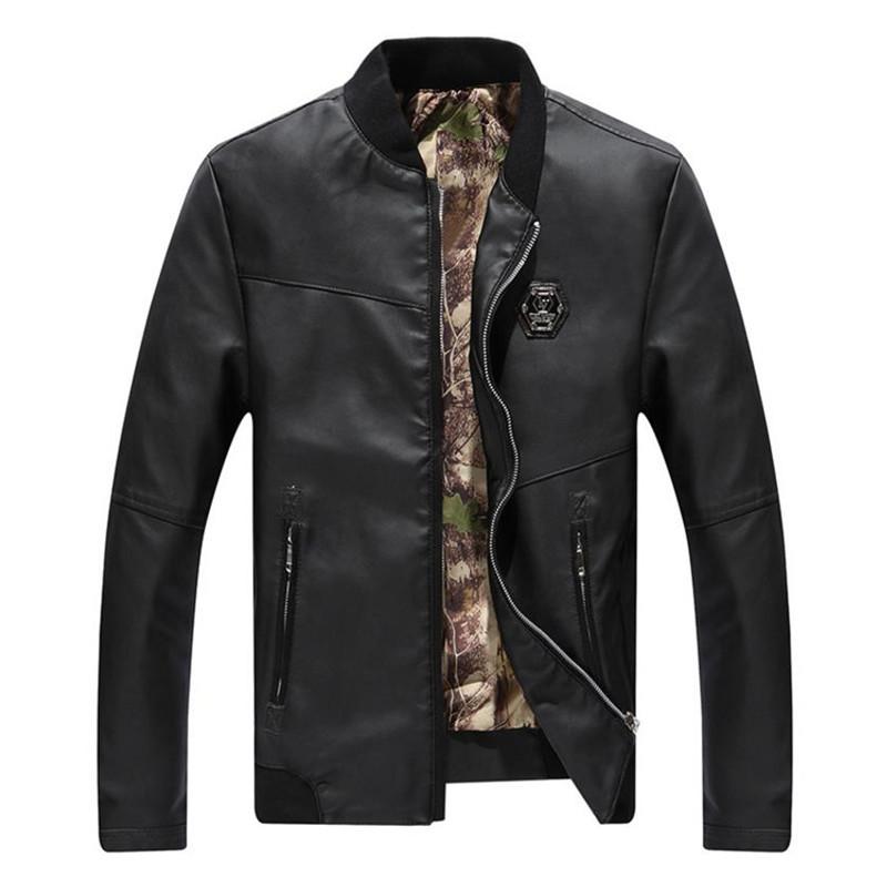 

Men's Fur & Faux Nice Spring Men Leather Jacket PU Coat Casual Windbreaker Motorcycle Clothing Jackets Fashion, Black