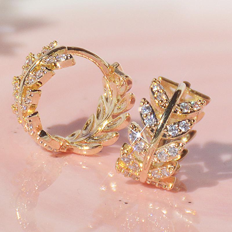 

Hoop & Huggie Fashion Leaves Earrings For Women Designer Luxury Jewelry Micro-inlaid Zircon High Quality Supernatural Woman's Gift