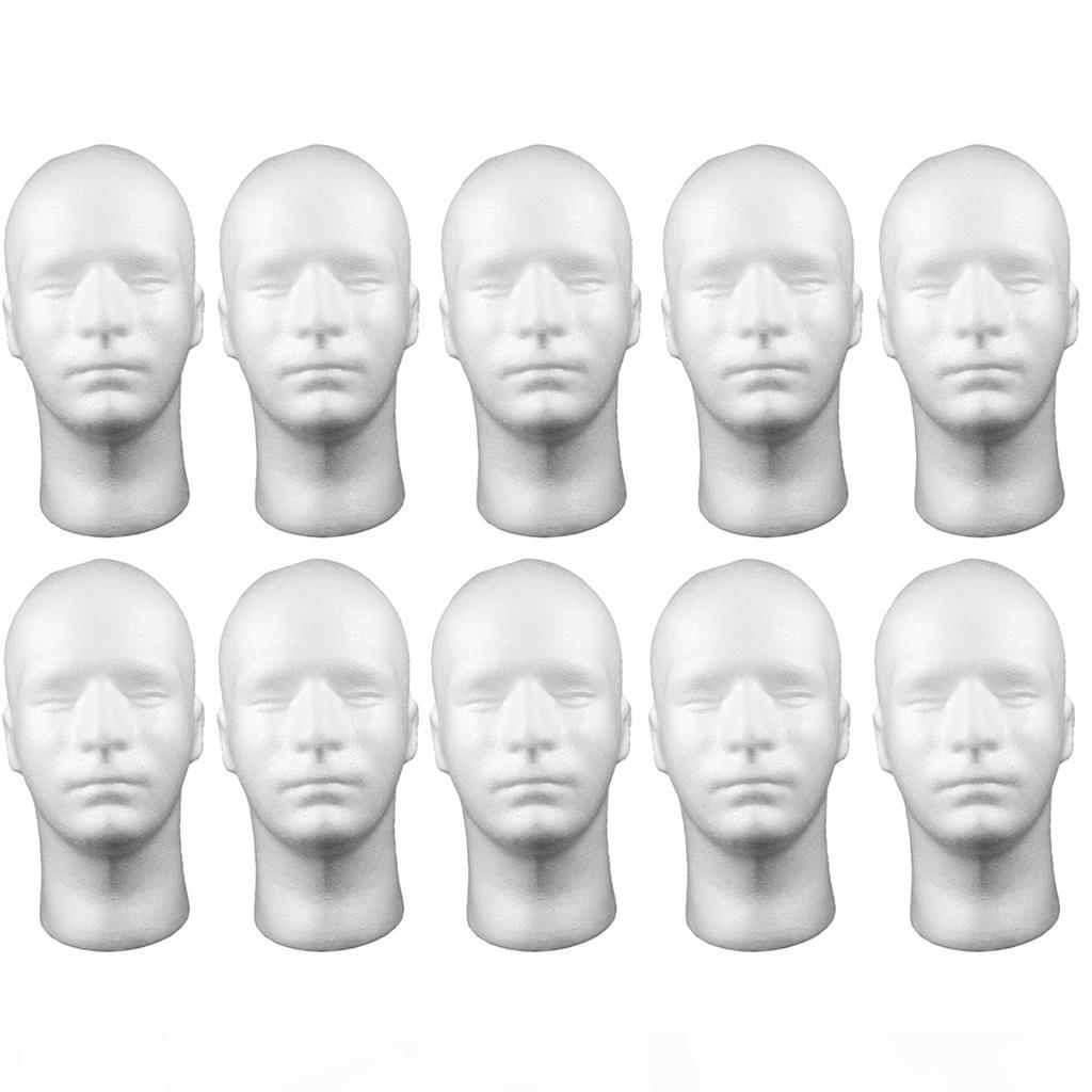 

10x Styrofoam Foam Mannequin Head Display Head Model For Hairpiece F Salon, White